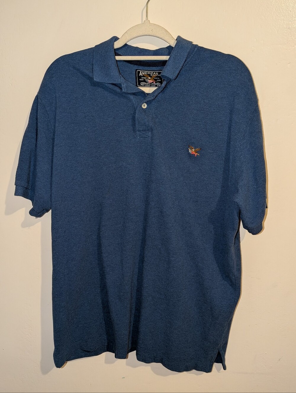 American Living Men's Navy Polo with Small Embroidered Emblem